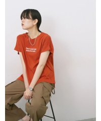 Samansa Mos2 blue/ロゴ刺繍フレンチスリーブTシャツ/508319775