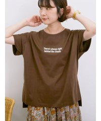 Samansa Mos2 blue/ロゴ刺繍フレンチスリーブTシャツ/508319775
