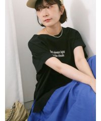 Samansa Mos2 blue/ロゴ刺繍フレンチスリーブTシャツ/508319775