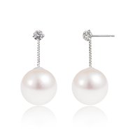 Sears/シアーズ Sears ピアス レディース 18金 K18 ゴールド パール アコヤ真珠 7.0～8.0mm 天然ダイヤモンド 0.08ct 揺れる/508320082