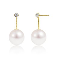 Sears/シアーズ Sears ピアス レディース 18金 K18 ゴールド パール アコヤ真珠 7.0～8.0mm 天然ダイヤモンド 0.08ct 揺れる/508320082