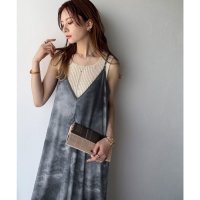 Classical Elf/クラシカルエルフ Classical Elf ふわり柔らかシルエット。前後2wayチュールレイヤードロングキャミワンピース（ブラック＆マーブル柄）/508320225