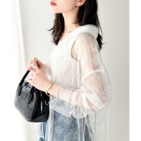 Classical Elf/クラシカルエルフ Classical Elf 甘さ控えめ、大人の肌魅せ♪チュールレースオーバーシャツ（長袖）/508320226