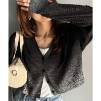 Classical Elf/クラシカルエルフ Classical Elf 【mily bilet】可愛く盛るのが正解◎箔プリントメッシュショート丈Vネックカーディガン(長袖)/508320242