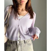 Classical Elf/クラシカルエルフ Classical Elf 【mily bilet】可愛く盛るのが正解◎箔プリントメッシュショート丈Vネックカーディガン(長袖)/508320242