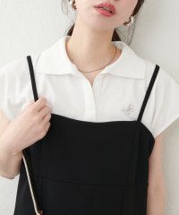 NICE CLAUP/OLIVE des OLIVE OUTLET/【natural couture】刺しゅう入りフレンチスリーブポロシャツ/508320731
