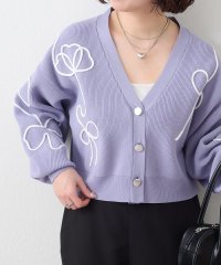 NICE CLAUP/OLIVE des OLIVE OUTLET/【RMAF】ライン刺繍ニットカーディガン/508320736