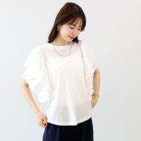 Aletta vita/アレッタ ヴィータ Aletta vita T/C天竺xナイロン袖フリルプルオーバー/508320861