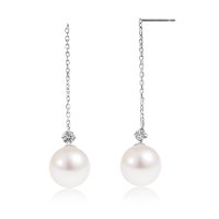 Sears/シアーズ Sears ピアス レディース 18金 K18 ゴールド パール アコヤ真珠 7.0～8.0mm 天然ダイヤモンド 0.08ct 揺れる/508320875