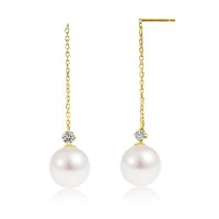 Sears/シアーズ Sears ピアス レディース 18金 K18 ゴールド パール アコヤ真珠 7.0～8.0mm 天然ダイヤモンド 0.08ct 揺れる/508320875
