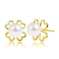 Sears/シアーズ Sears ピアス レディース 18金 K18 ゴールド パール アコヤ真珠 5.0～5.5mm クローバー/508320878