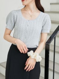 MAJESTIC LEGON/マジェスティックレゴン MAJESTIC LEGON ハーフスリーブケーブルカーディガン/508304599