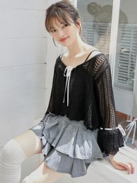 MAJESTIC LEGON/マジェスティックレゴン MAJESTIC LEGON レーシーパターンキャミセットカーデ/508304601