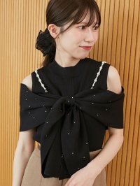 MAJESTIC LEGON/マジェスティックレゴン MAJESTIC LEGON パールチェーンビジューリボンニット/508304680
