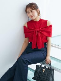 MAJESTIC LEGON/マジェスティックレゴン MAJESTIC LEGON パールチェーンビジューリボンニット/508304680