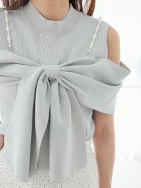 MAJESTIC LEGON/マジェスティックレゴン MAJESTIC LEGON パールチェーンビジューリボンニット/508304680