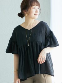 le.coeur blanc/ルクールブラン le.coeur blanc バックリボンガーゼブラウス/508304956