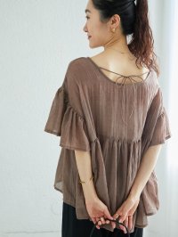 le.coeur blanc/ルクールブラン le.coeur blanc バックリボンガーゼブラウス/508304956