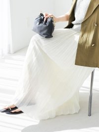 le.coeur blanc/ルクールブラン le.coeur blanc 麻混シアーランダムプリーツスカート/508305413