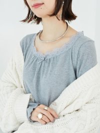 MAJESTIC LEGON/マジェスティックレゴン MAJESTIC LEGON ローズリボン付長袖カットトップス/508305497