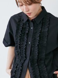 le.coeur blanc/ルクールブラン le.coeur blanc フロントフリルレギュラーカラー半袖シャツ/508305724