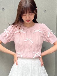 MAJESTIC LEGON/マジェスティックレゴン MAJESTIC LEGON レーシーパターンリボンニット/508307483