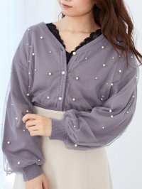 MAJESTIC LEGON/MAJESTIC LEGON パール×チュールショートニット/508307574