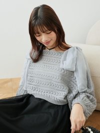 MAJESTIC LEGON/マジェスティックレゴン MAJESTIC LEGON 2WAY肩リボン透かしニット/508308086
