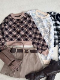 MAJESTIC LEGON/マジェスティックレゴン MAJESTIC LEGON プチリボンチェックニット/508308087