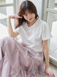 MAJESTIC LEGON/マジェスティックレゴン MAJESTIC LEGON パール付きクロップドロゴTシャツ/508308186