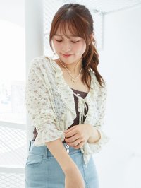 MAJESTIC LEGON/マジェスティックレゴン MAJESTIC LEGON フリルカラーリボンカーディガン/508309272