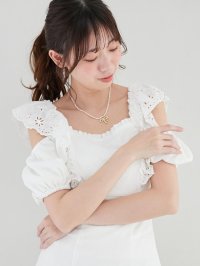 MAJESTIC LEGON/マジェスティックレゴン MAJESTIC LEGON 肩レースフリルワンピース/508311584