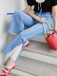 MAJESTIC LEGON/マジェスティックレゴン MAJESTIC LEGON レースベルトセット裾リボンデニム/508312549