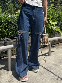 MAJESTIC LEGON/マジェスティックレゴン MAJESTIC LEGON サイドスリットビジューデニムパンツ/508312669