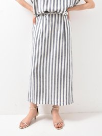 le.coeur blanc/le.coeur blanc レーヨン麻ストライプストレートスカート/508313032