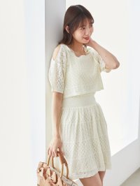 MAJESTIC LEGON/マジェスティックレゴン MAJESTIC LEGON レース編み肩開きセットワンピ/508313078