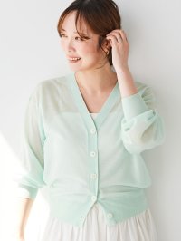 le.coeur blanc/ルクールブラン le.coeur blanc シアーVネック7分袖カーディガン/508314241
