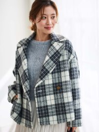 le.coeur blanc/ルクールブラン le.coeur blanc ループチェックショートPコート/508314714
