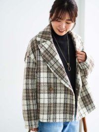 le.coeur blanc/ルクールブラン le.coeur blanc ループチェックショートPコート/508314714