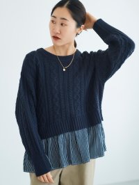 le.coeur blanc/le.coeur blanc シャツドッキングケーブルニット/508314904