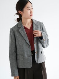 le.coeur blanc/le.coeur blanc ヘリンボーン柄ショートテーラージャケット/508315083