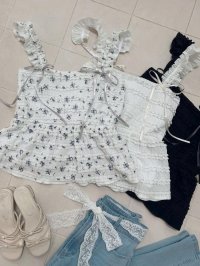 マジェスティックレゴン MAJESTIC LEGON カットレースリボンキャミソール