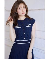 tocco closet/トッコクローゼット tocco closet パール付きレース切り替えバイカラーニットワンピース/508319418