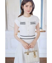 tocco closet/トッコクローゼット tocco closet パール付きレース切り替えバイカラーニットワンピース/508319418