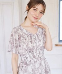 tocco closet/トッコクローゼット tocco closet ピンタックフラワープリントウエストシャーリングシフォンワンピース/508320200