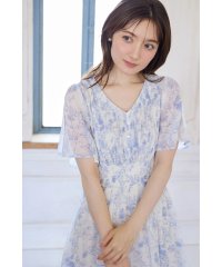 tocco closet/トッコクローゼット tocco closet ピンタックフラワープリントウエストシャーリングシフォンワンピース/508320200