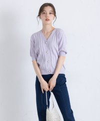 tocco closet/トッコクローゼット tocco closet UVカット＆接触冷感＆ハンドウォッシュ♪パール釦ストライプ透かし編みニットカーディガン/508320202