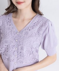 tocco closet/トッコクローゼット tocco closet パール釦フラワーレース切り替えニットカーディガン/508320204