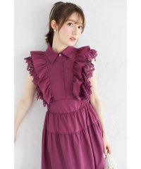 tocco closet/トッコクローゼット tocco closet フラワーレース×フリル付きティアードシャツワンピース/508320206