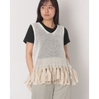 INTERPLANET/インタープラネット INTERPLANET テープヤーン透かし編みフリンジベスト/508321816